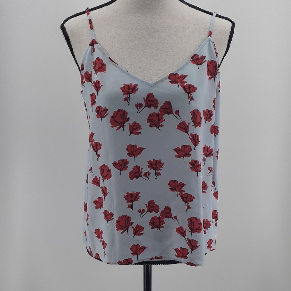 Equipment Femme Silk Blue and Red Floral Cami - L